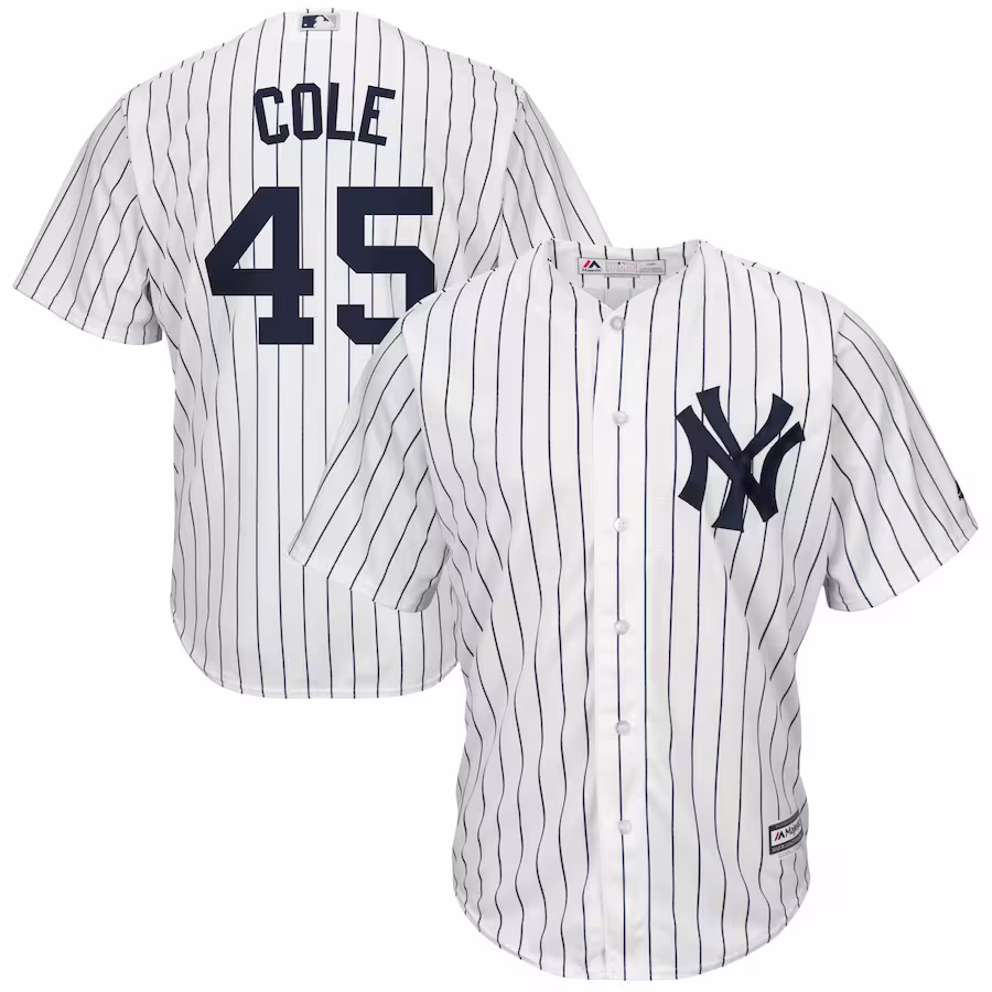 Men's New York Yankees Gerrit Cole White/Navy Big & Tall Replica Player Jersey - Puhuasuan