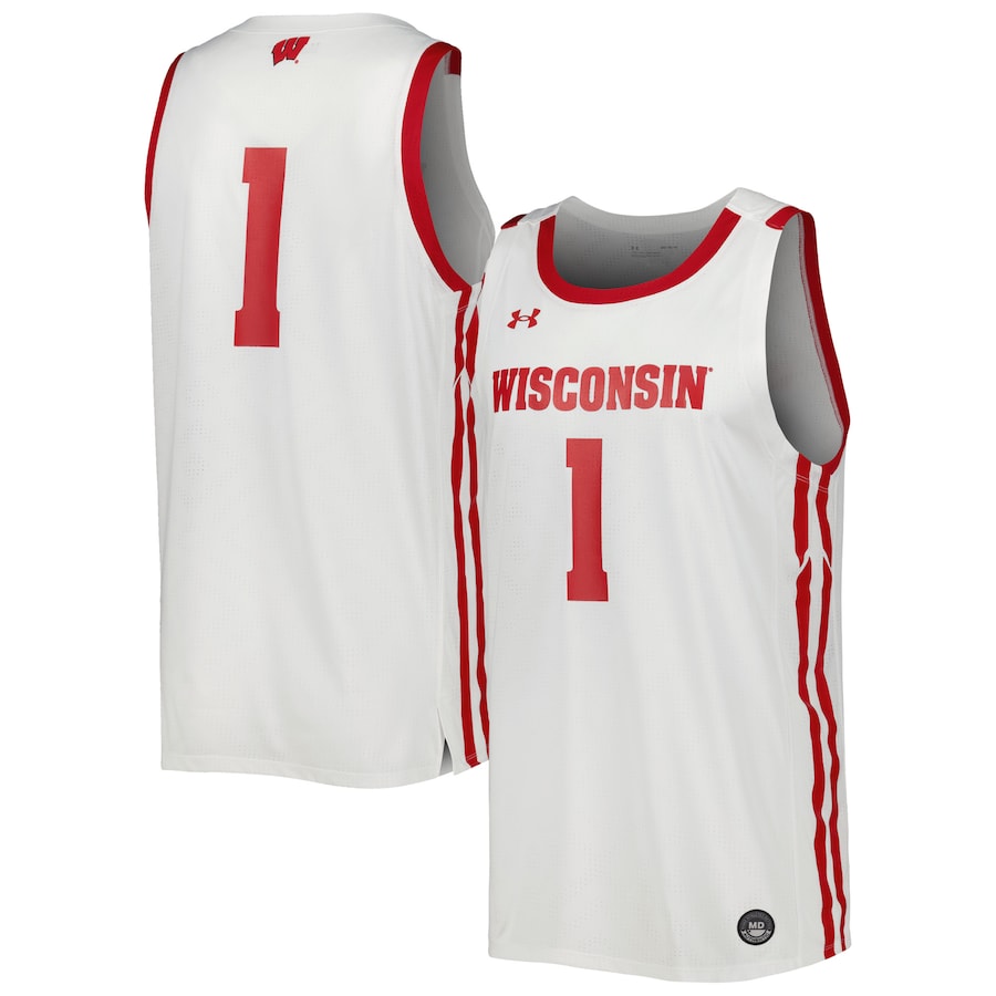 Men's Under Armour White Wisconsin Badgers Replica Basketball Jersey - Puhuasuan