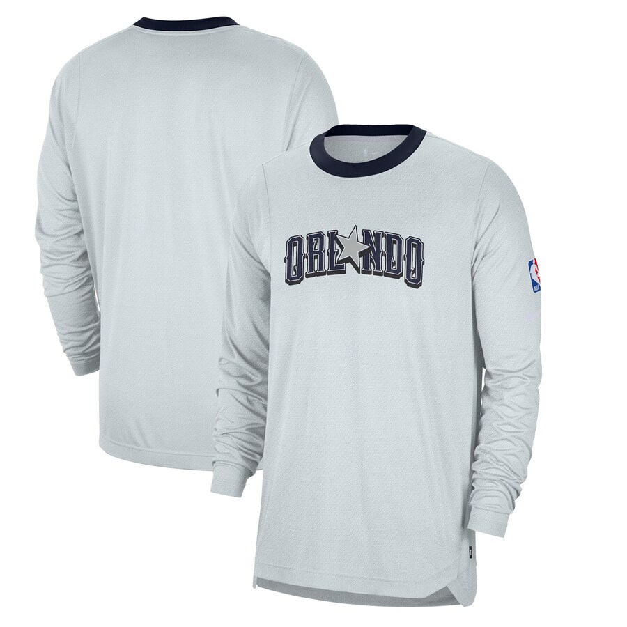 Men's Orlando Magic Nike Silver 2024/25 City Edition Authentic Pregame Performance Long Sleeve Shooting T-Shirt - Puhuasuan