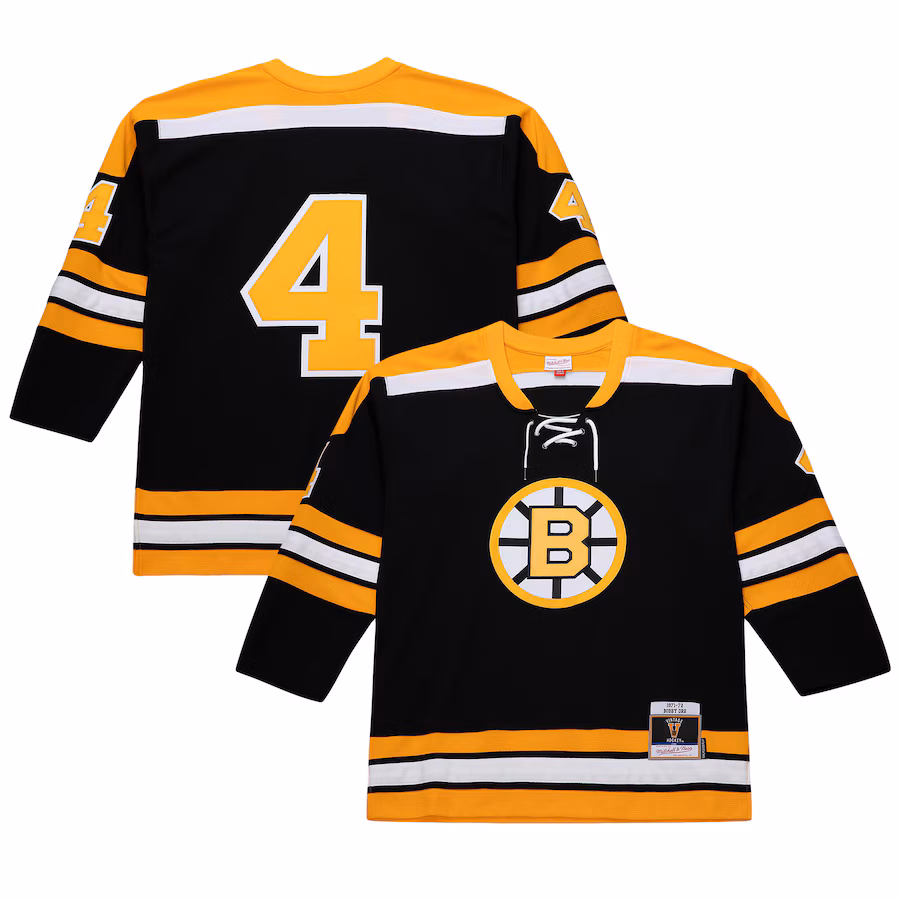 Men's Boston Bruins Bobby Orr Mitchell & Ness Black Big & Tall 1971/72 Blue Line 2.0 Jersey - Puhuasuan