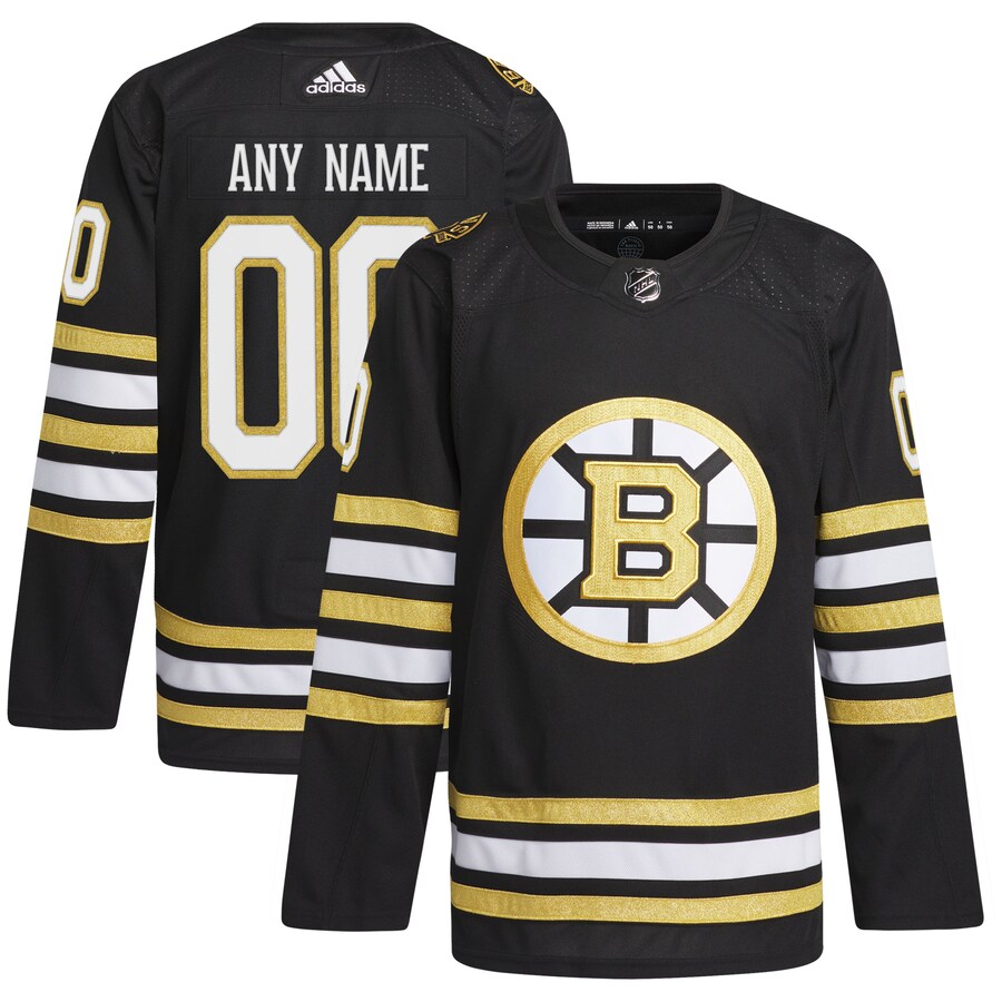 Men's Boston Bruins  adidas Black 100th Anniversary Primegreen Authentic Custom Jersey - Puhuasuan