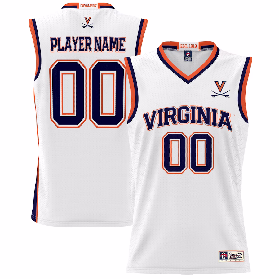 Virginia Cavaliers NIL Pick-A-Player Lightweight Basketball Jersey - White - Puhuasuan