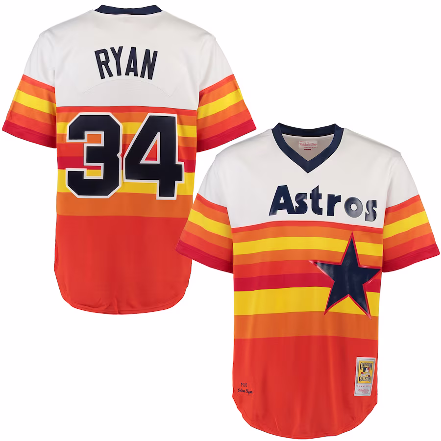Men's Houston Astros Nolan Ryan Mitchell & Ness White Throwback Authentic Jersey - Puhuasuan