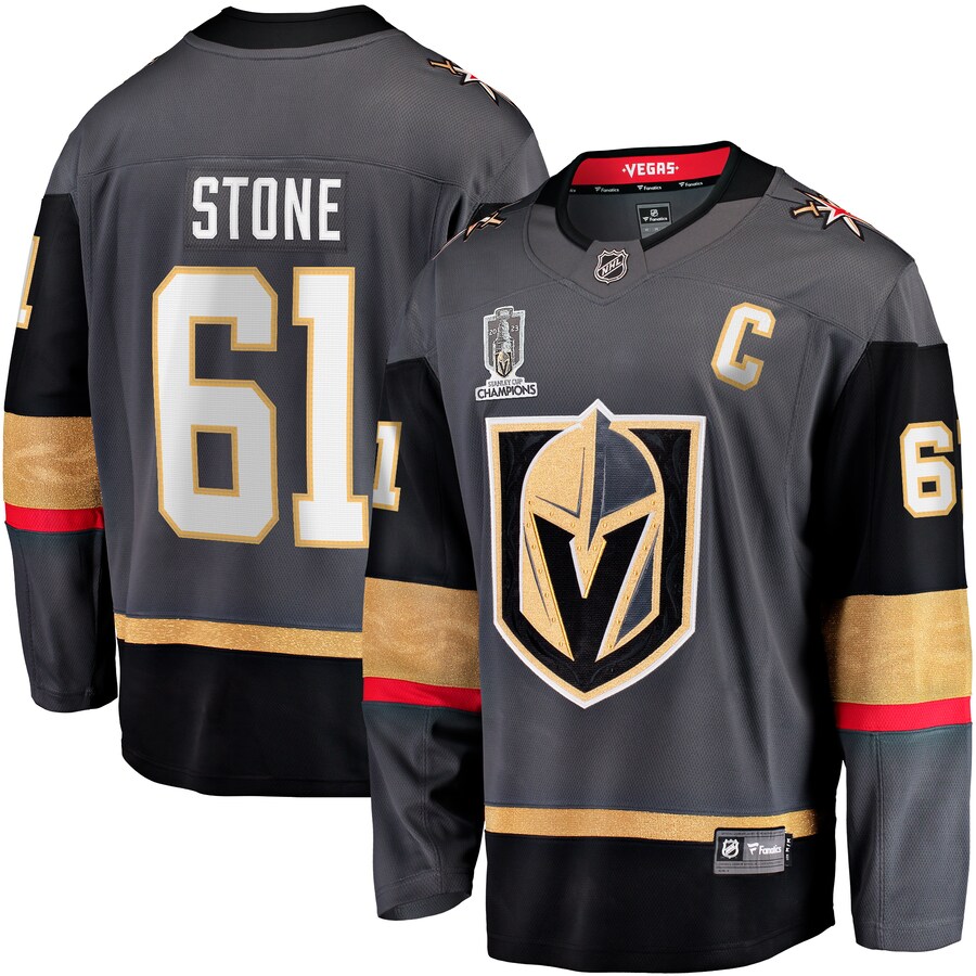Men's Vegas Golden Knights Mark Stone Fanatics Branded Black 2023 Stanley Cup Champions Alternate Breakaway Player Jersey - Puhuasuan