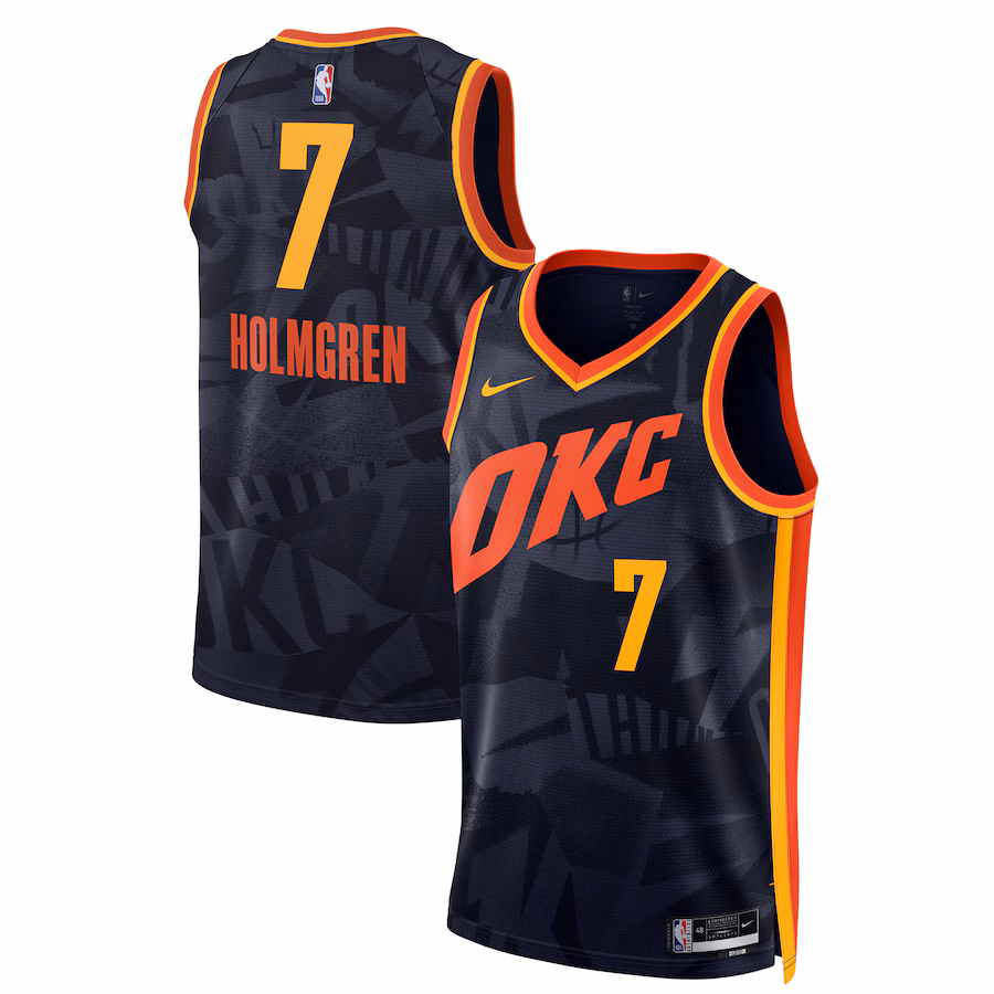 Unisex Oklahoma City Thunder Chet Holmgren Nike Navy 2023/24 Swingman Jersey - City Edition - Puhuasuan