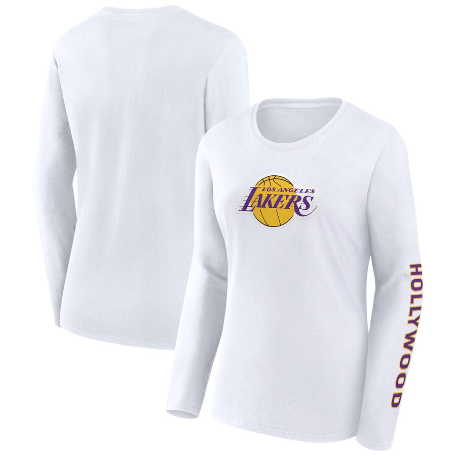Women's Los Angeles Lakers Fanatics White Long Sleeve T-Shirt - Puhuasuan