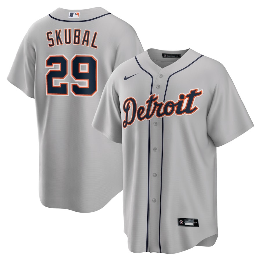 Men's Detroit Tigers Tarik Skubal Nike Gray Road Replica Jersey - Puhuasuan