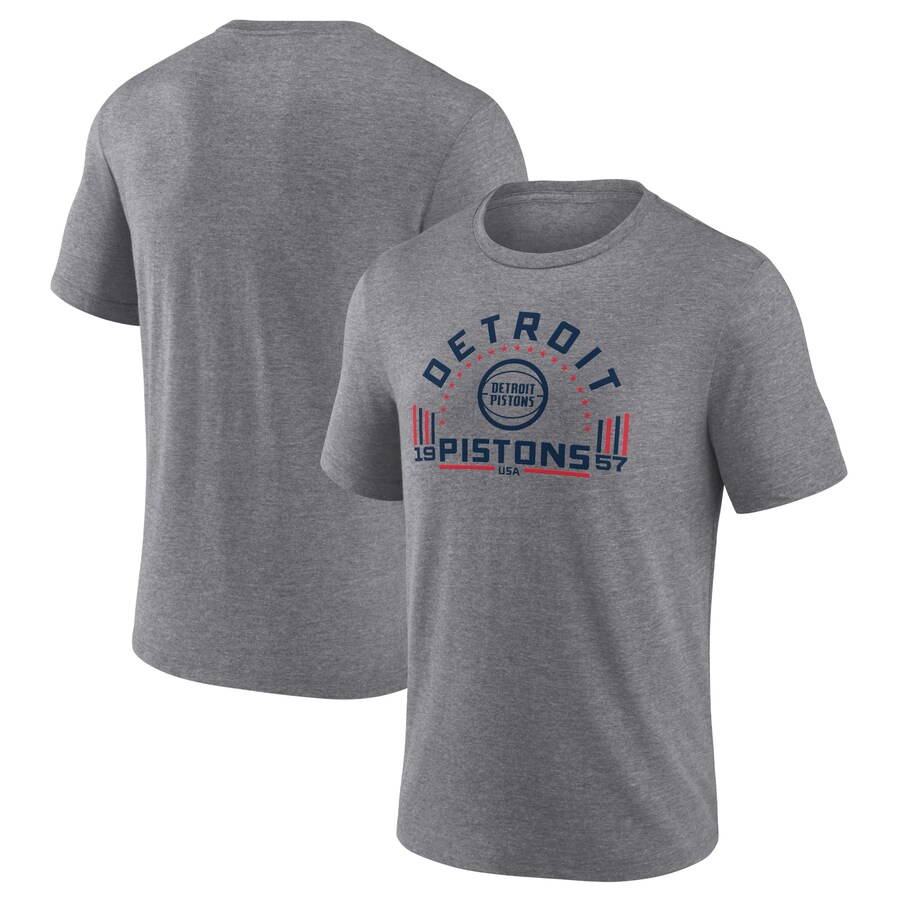Men's Detroit Pistons Gray Team Freedom Tri-Blend T-Shirt - Puhuasuan