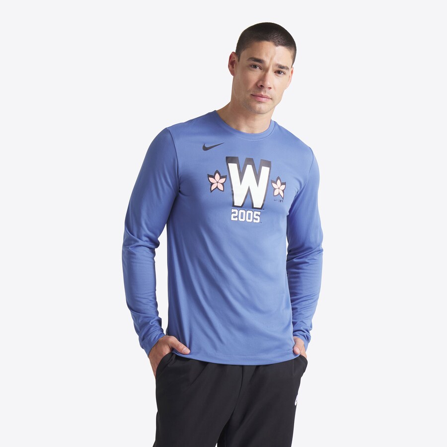 Men's Washington Nationals Nike Blue 2025 City Connect Legend Performance Long Sleeve T-Shirt - Puhuasuan