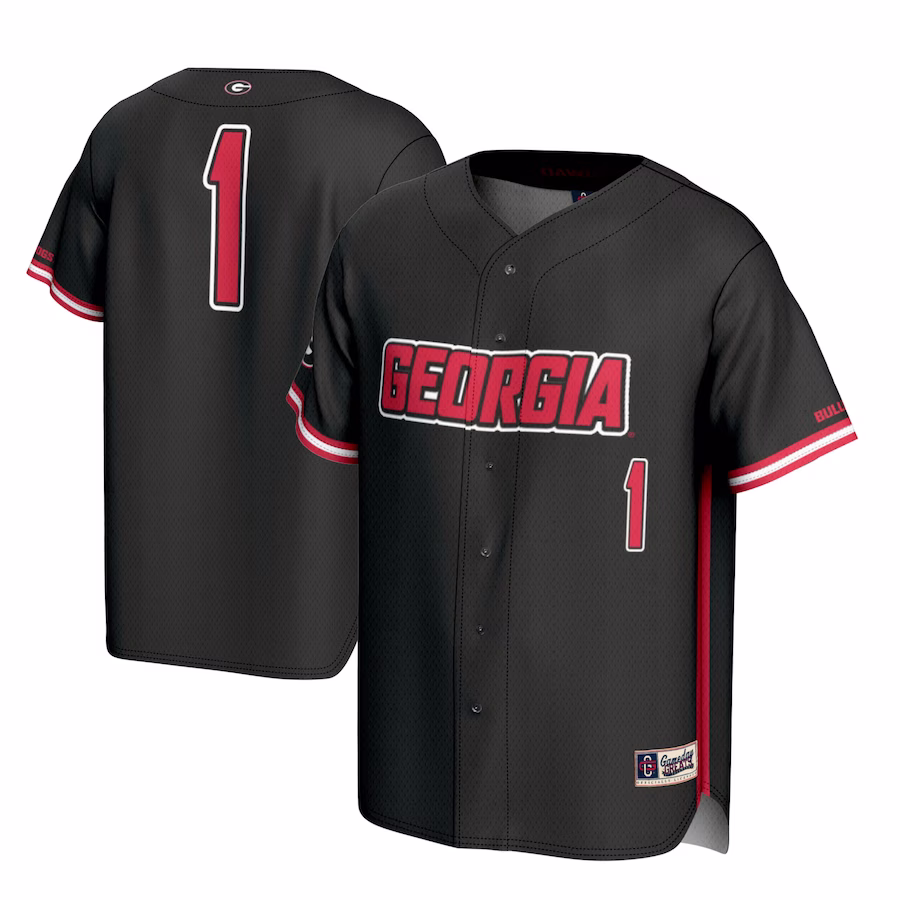 #1 Georgia Bulldogs GameDay Greats Youth Lightweight Baseball Jersey - Black - Puhuasuan