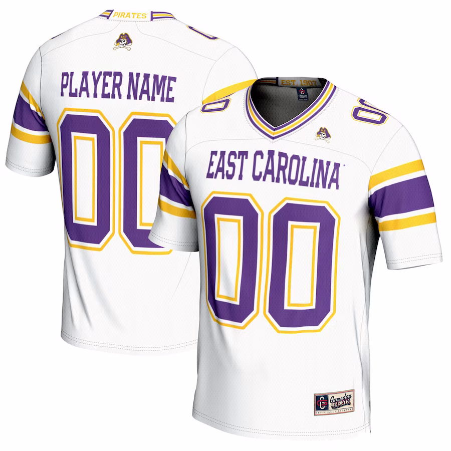 ECU Pirates GameDay Greats NIL Pick-A-Player Football Jersey - White - Puhuasuan