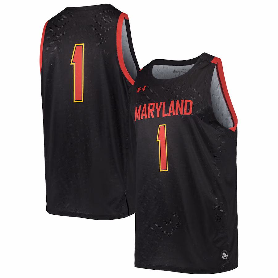 Men's Under Armour #1 Black Maryland Terrapins College Replica Basketball Jersey - Puhuasuan