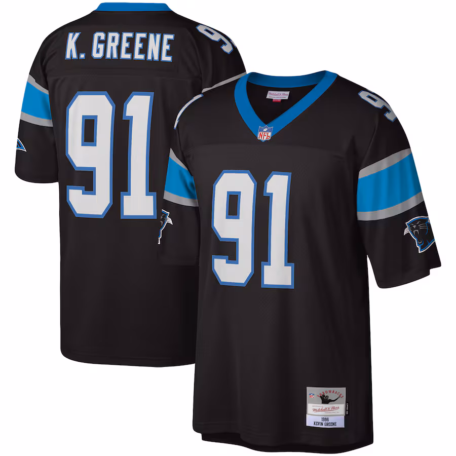 Men's Carolina Panthers Kevin Greene Mitchell & Ness Black Legacy Replica Jersey - Puhuasuan