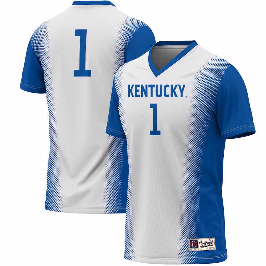 #1 Kentucky Wildcats GameDay Greats Unisex Women's Soccer Lightweight Fashion Jersey - White - Puhuasuan