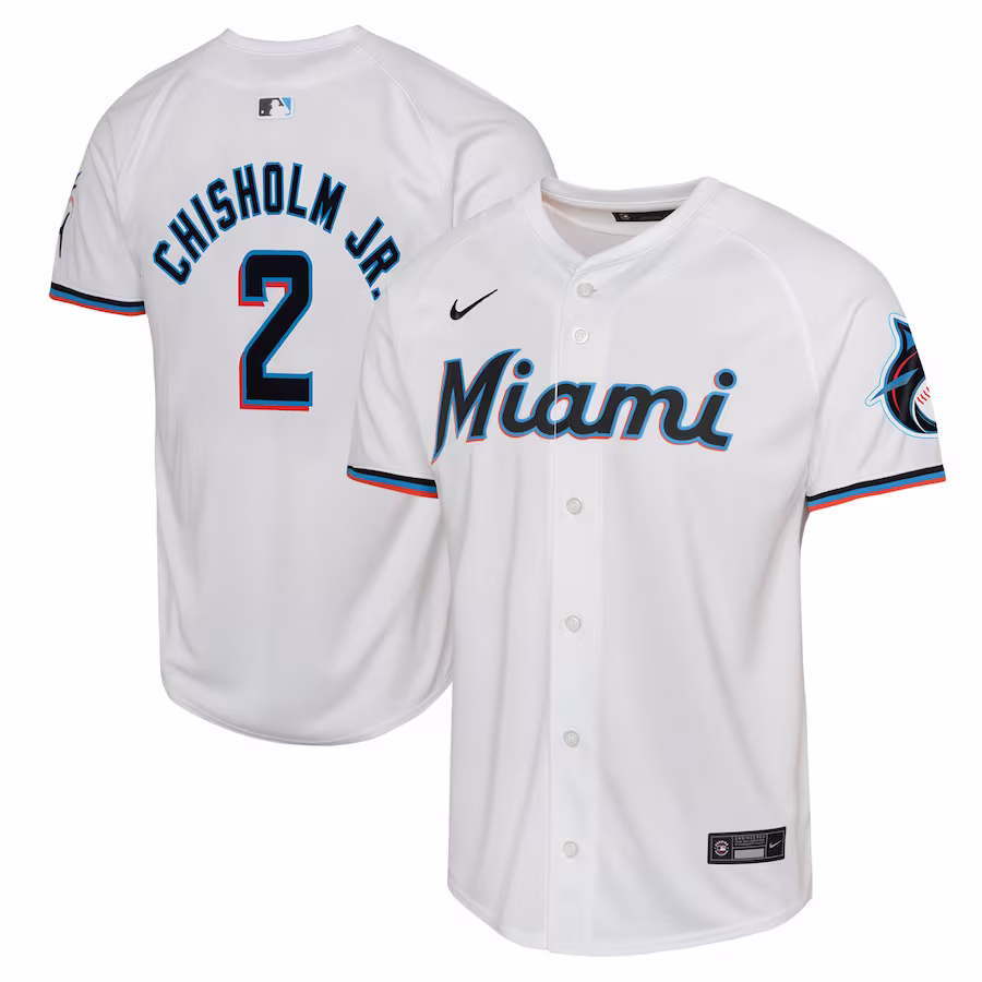Youth Miami Marlins Jazz Chisholm Nike White Home Limited Player Jersey - Puhuasuan