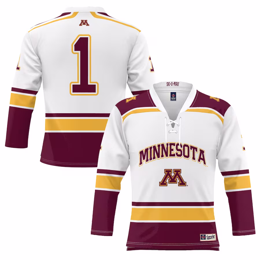 #1 Minnesota Golden Gophers GameDay Greats Youth Hockey Jersey - White - Puhuasuan