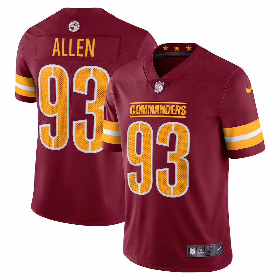 Men's Washington Commanders Jonathan Allen Nike Burgundy Vapor Limited Jersey - Puhuasuan
