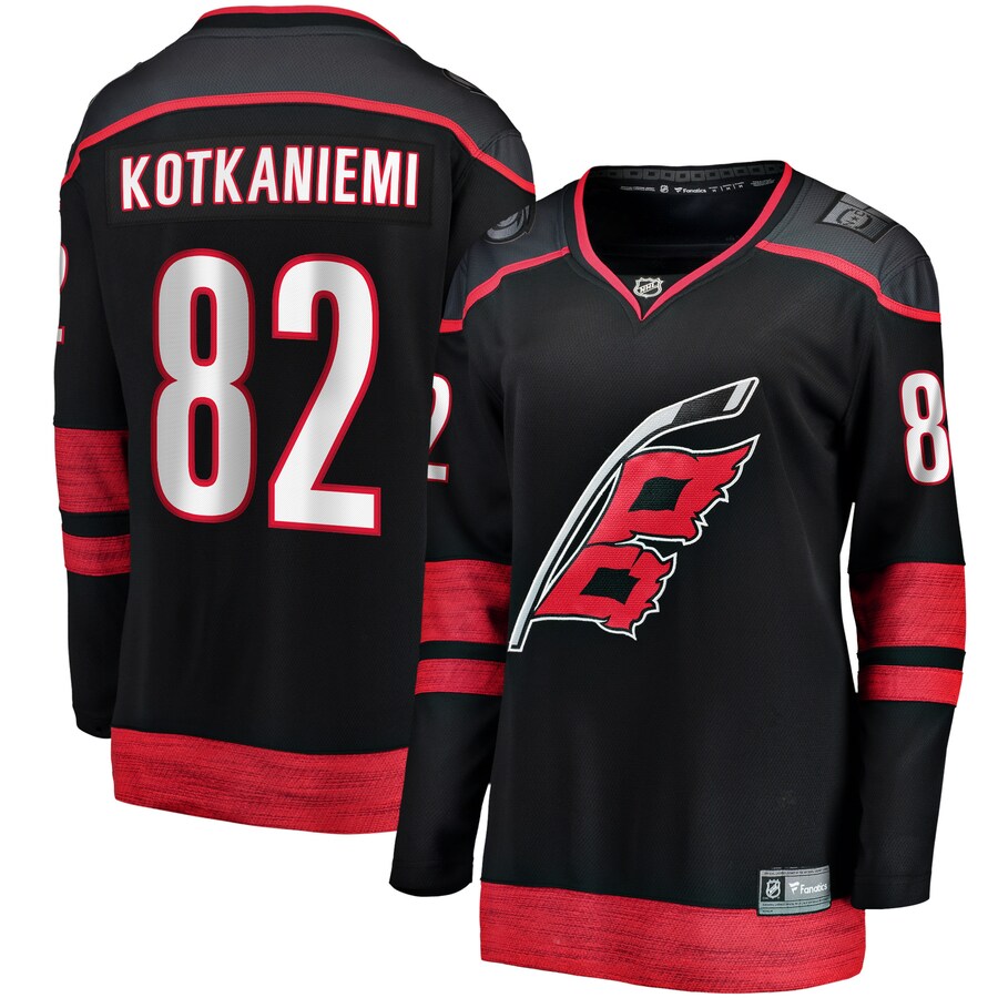 Women's Carolina Hurricanes Jesperi Kotkaniemi Fanatics Branded Black Home Breakaway Player Jersey - Puhuasuan