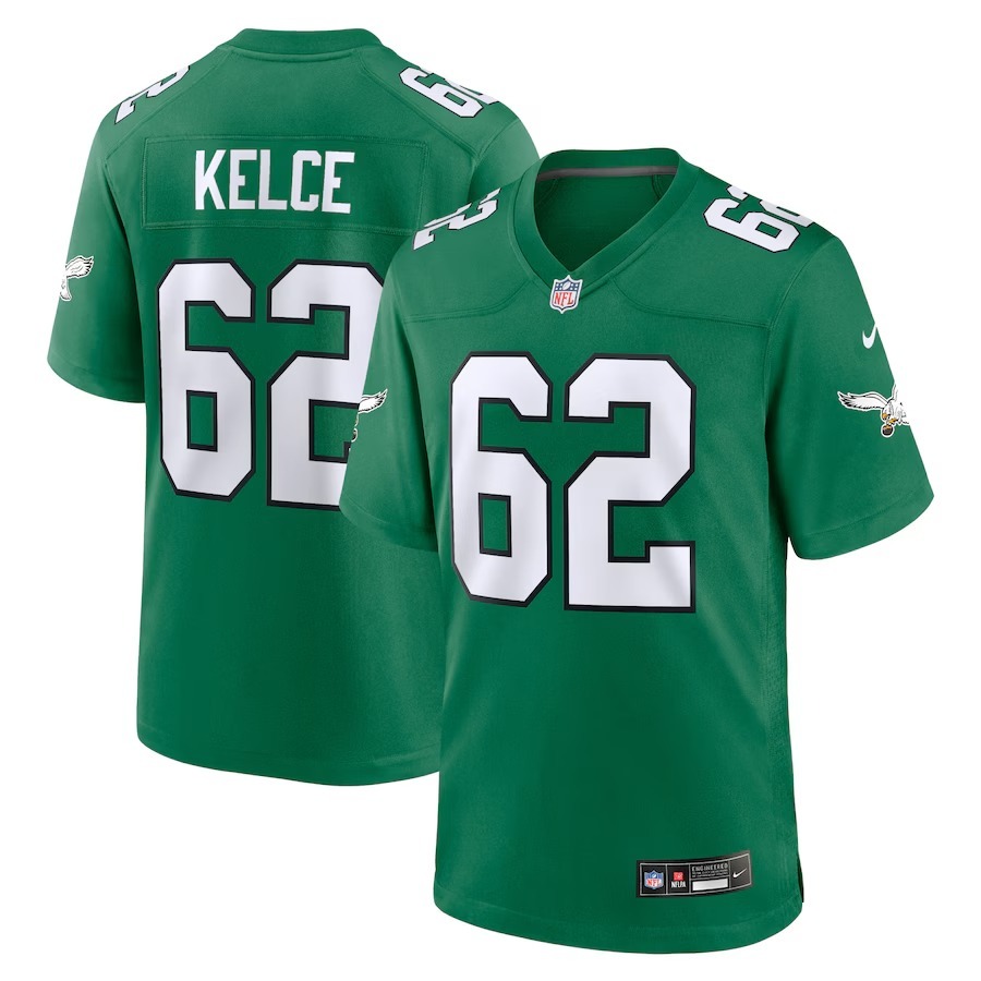 Men's Philadelphia Eagles Jason Kelce Nike Kelly Green Alternate Game Player Jersey - Puhuasuan