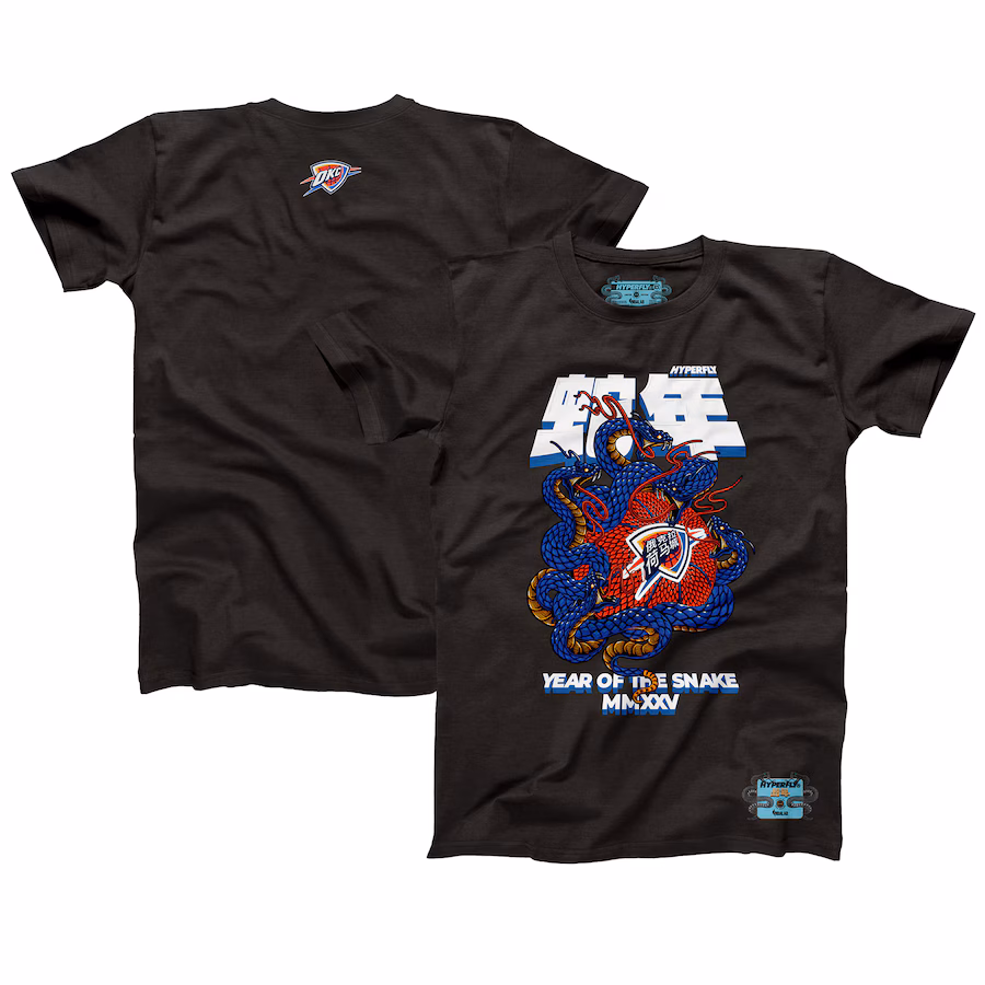 Unisex Oklahoma City Thunder NBALab x Hyperfly Heather Black Year of the Snake Lunar New Year Collection T-Shirt - Puhuasuan