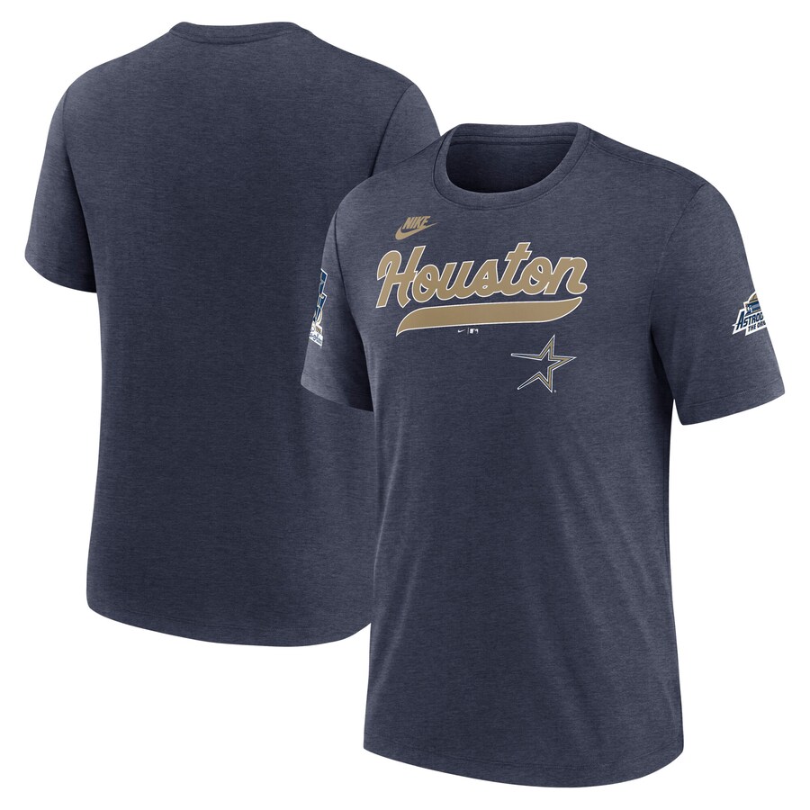 Men's Houston Astros Nike Heather Navy Cooperstown Collection Eras Tri-Blend T-Shirt - Puhuasuan
