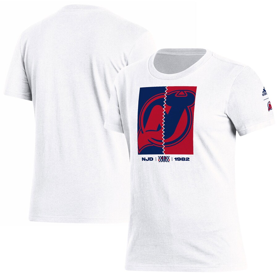 Women's New Jersey Devils adidas White Reverse Retro 2.0 Playmaker T-Shirt - Puhuasuan