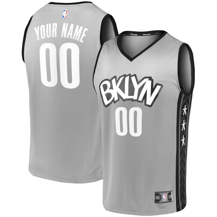 Men's Brooklyn Nets Fanatics Gray Fast Break Replica Custom Jersey - Statement Edition - Puhuasuan