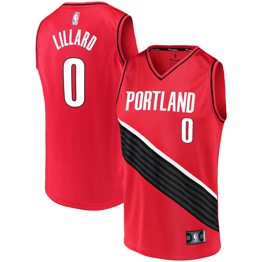 Men's Portland Trail Blazers Damian Lillard Fanatics Red Fast Break Replica Jersey - Statement Edition - Puhuasuan