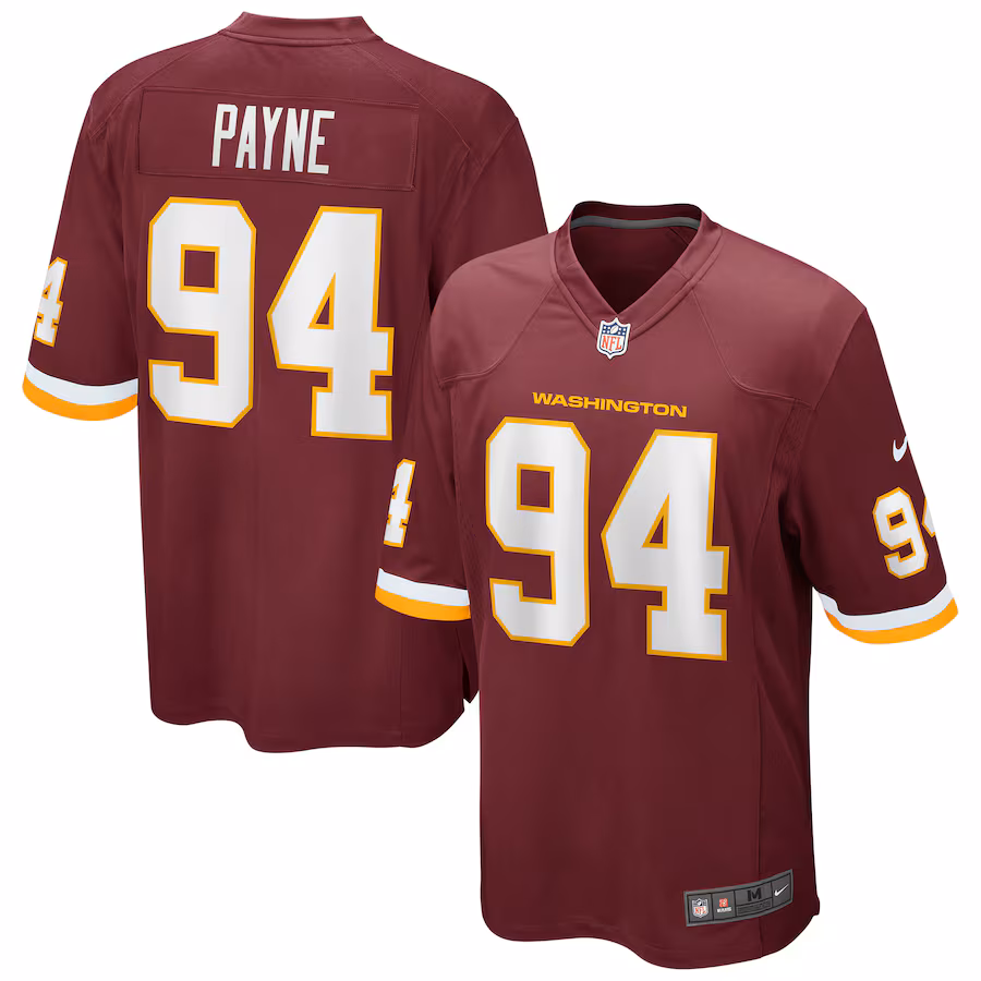 Men's Nike Daron Payne Washington Football Team Burgundy Game Player Jersey - Puhuasuan