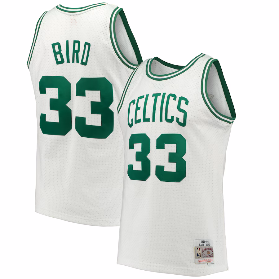 Men's Boston Celtics Larry Bird Mitchell & Ness White Hardwood Classics Swingman Jersey - Puhuasuan
