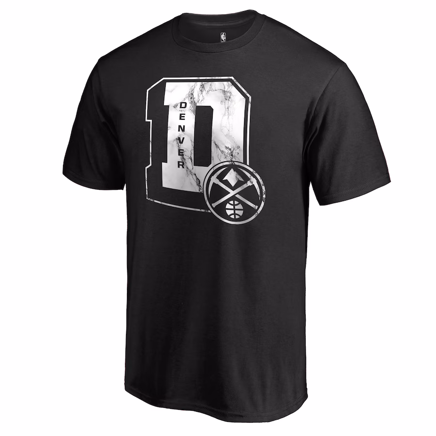 Men's Denver Nuggets Black Letterman T-Shirt - Puhuasuan