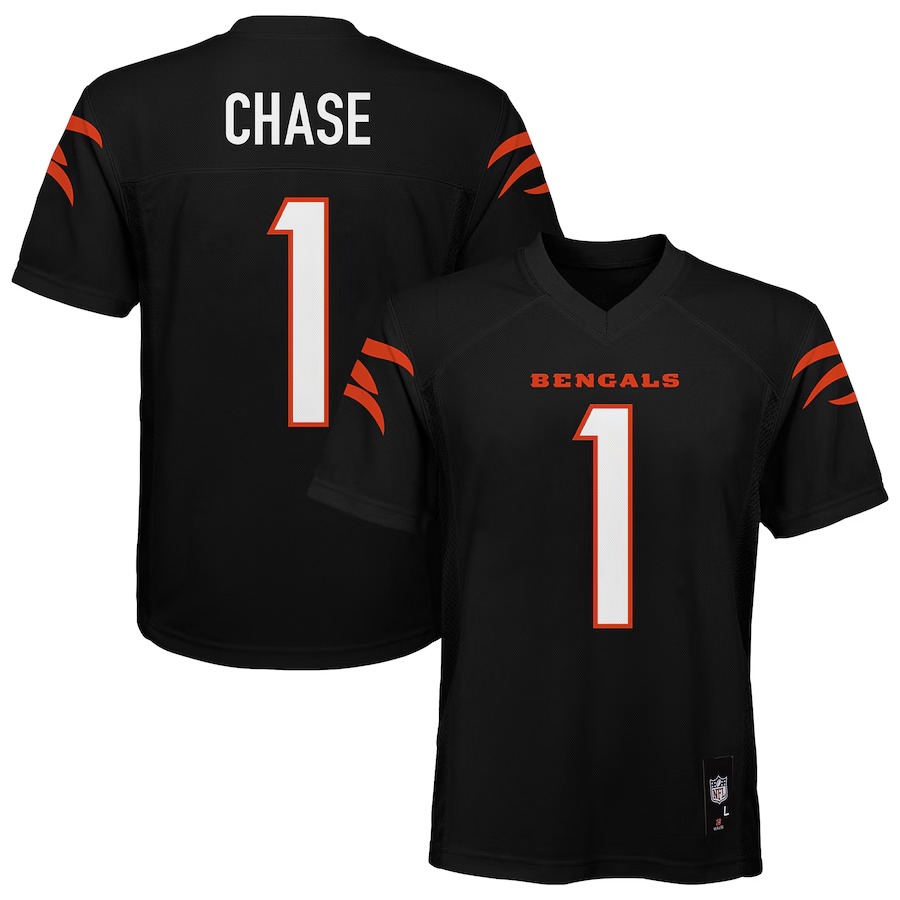 Youth Cincinnati Bengals Ja'Marr Chase Black Replica Player Jersey - Puhuasuan