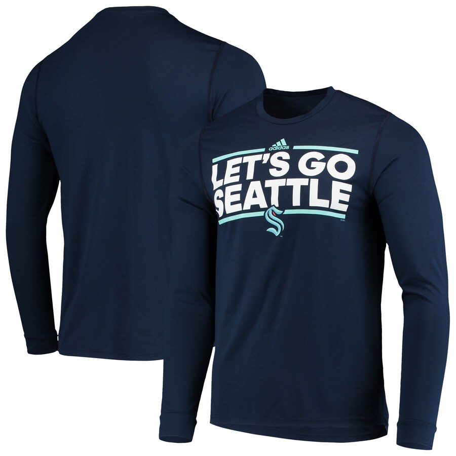 Men's Seattle Kraken adidas Deep Sea Blue Dassler AEROREADY Creator Long Sleeve T-Shirt - Puhuasuan