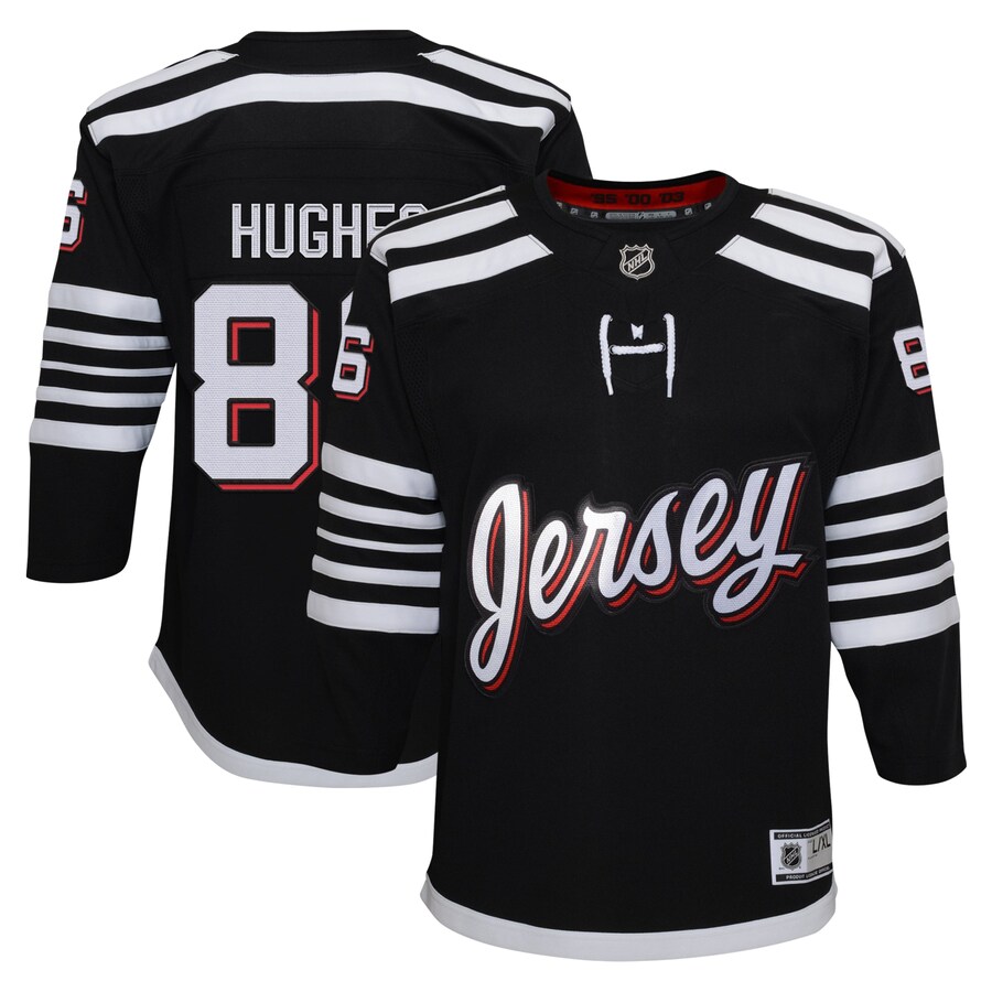 Youth New Jersey Devils Jack Hughes Black Alternate Premier Player Jersey - Puhuasuan