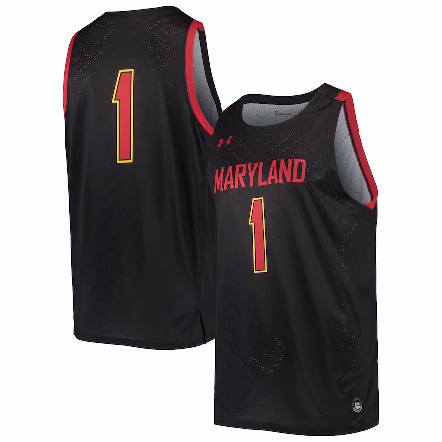 #1 Maryland Terrapins Under Armour College Replica Basketball Jersey - Black - Puhuasuan