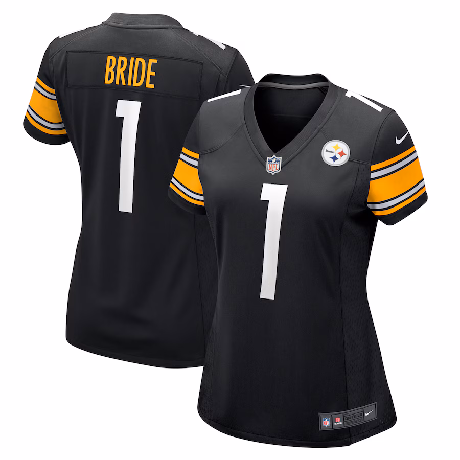 Women's Pittsburgh Steelers Number 1 Bride Nike Black Game Jersey - Puhuasuan