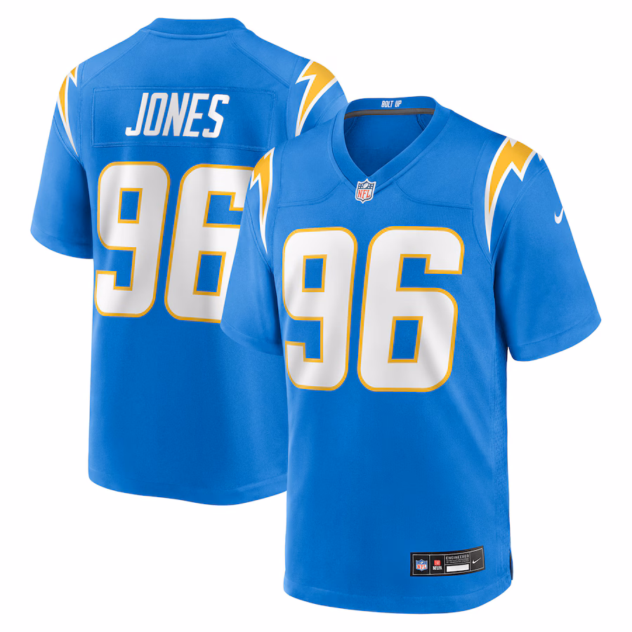 Men's Los Angeles Chargers Naquan Jones Nike Powder Blue Team Game Jersey - Puhuasuan