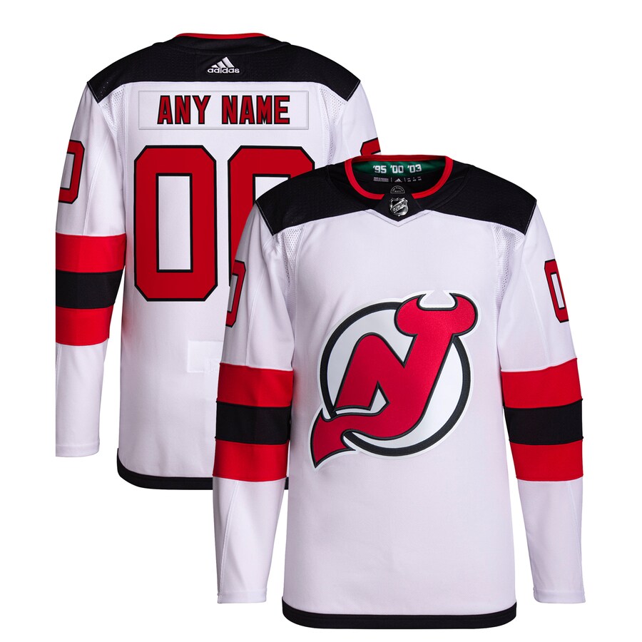 Men's New Jersey Devils  adidas White Away Custom Primegreen Authentic Pro Jersey - Puhuasuan