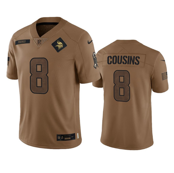 Men's Minnesota Vikings #8 Kirk Cousins 2023 Brown Salute To Service Limited Football Stitched Jersey - Puhuasuan
