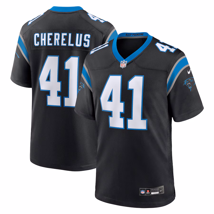 Men's Carolina Panthers Claudin Cherelus Nike  Black Team Game Jersey - Puhuasuan