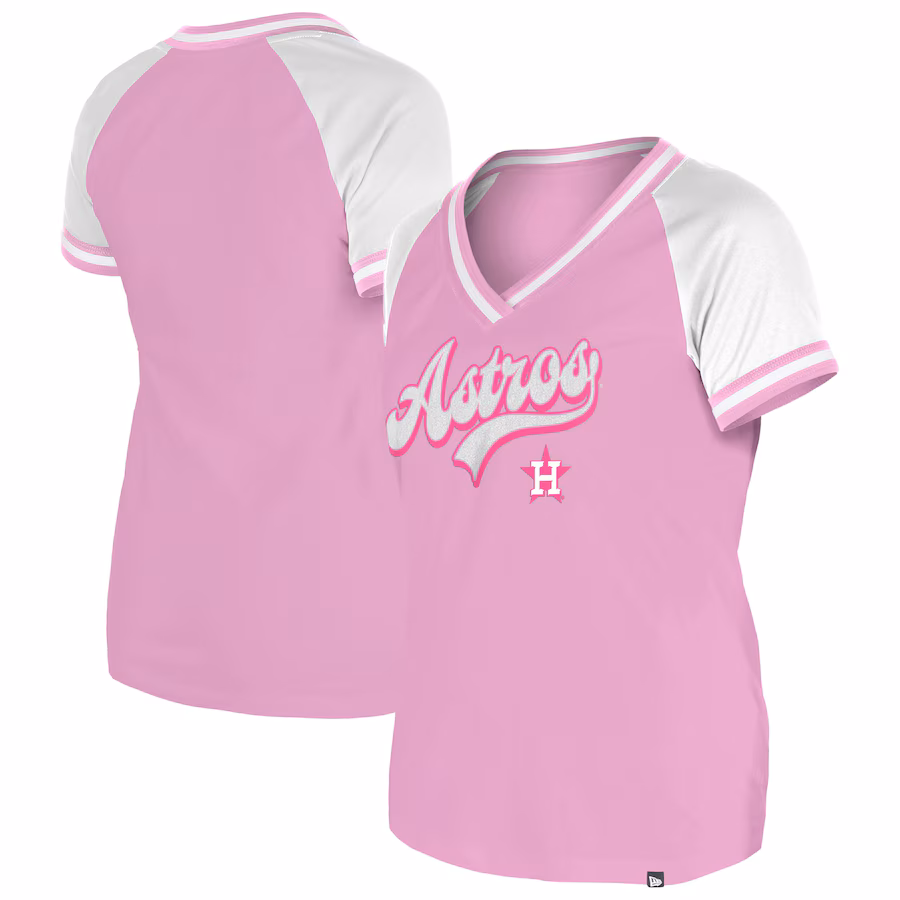 Women's Houston Astros New Era Light Pink Gameday V-Neck T-Shirt - Puhuasuan