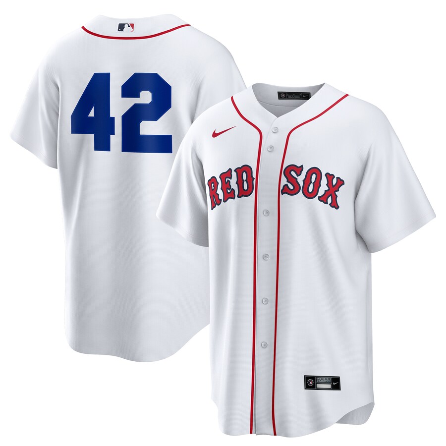 Men's Boston Red Sox Nike White Home 2025 Jackie Robinson Day Replica Jersey - Puhuasuan