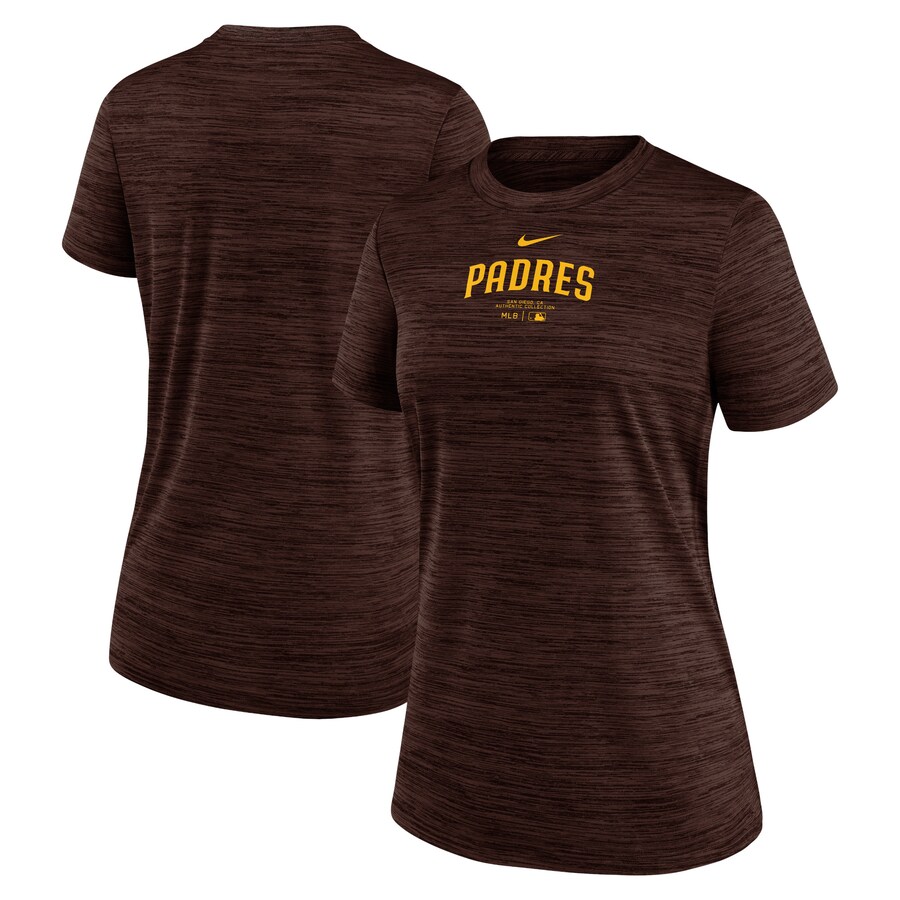 Women's San Diego Padres Nike Brown Authentic Collection Velocity Performance T-Shirt - Puhuasuan