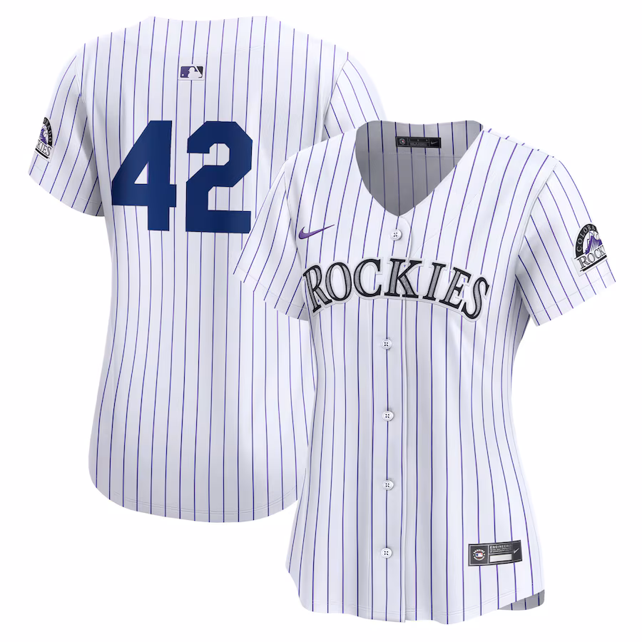 Women's Colorado Rockies  Nike White 2024 Jackie Robinson Day Home Limited Jersey - Puhuasuan