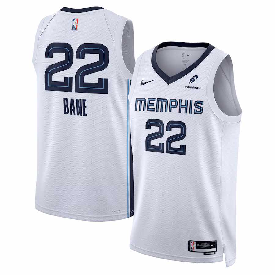 Unisex Memphis Grizzlies Desmond Bane Nike White Swingman Badge Player Jersey - Association Edition - Puhuasuan