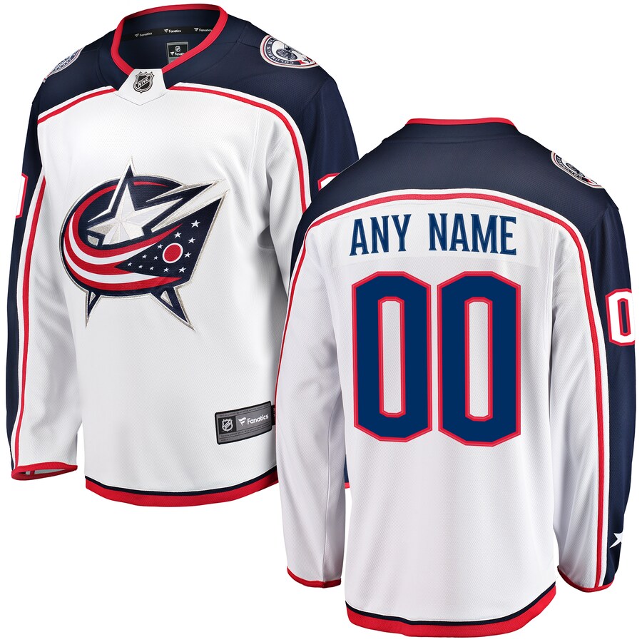 Men's Columbus Blue Jackets Fanatics Branded White Away Breakaway Custom Jersey - Puhuasuan