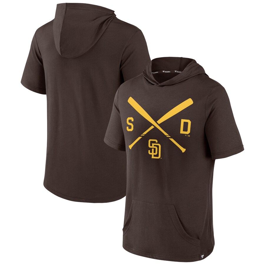 Men's San Diego Padres Fanatics Brown Iconic Rebel Short Sleeve Hooded Top - Puhuasuan