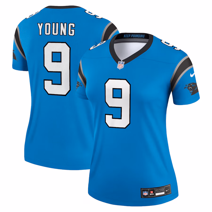 Women's Carolina Panthers Bryce Young Nike Blue Alternate Legend Player Performance Top - Puhuasuan