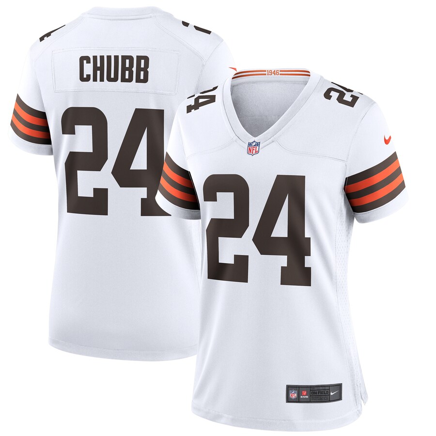 Women's Cleveland Browns Nick Chubb Nike White Game Jersey - Puhuasuan