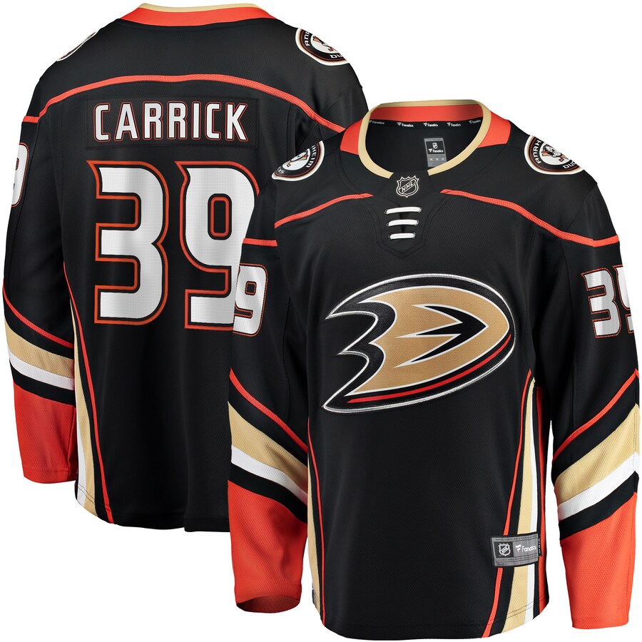 Men's Anaheim Ducks Sam Carrick Fanatics Branded Black Home Breakaway Player Jersey - Puhuasuan